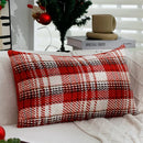 Axyaa Red Plaid Knit Cushion Cover Set - Festive Living Room & Bedroom Decor