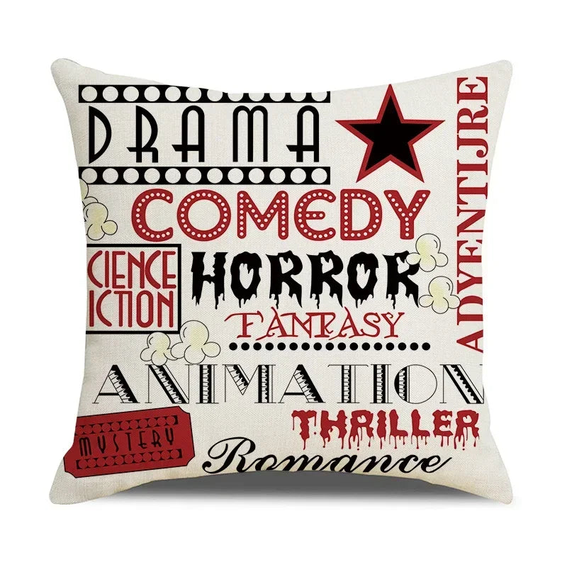 Axyaa Retro Movie Subtitle Linen Pillowcase 45x45cm Sofa Cushion Cover