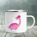 Axyaa Elephant Print Enamel Camping Mug - Creative Handle Drinkware Hiking Cup