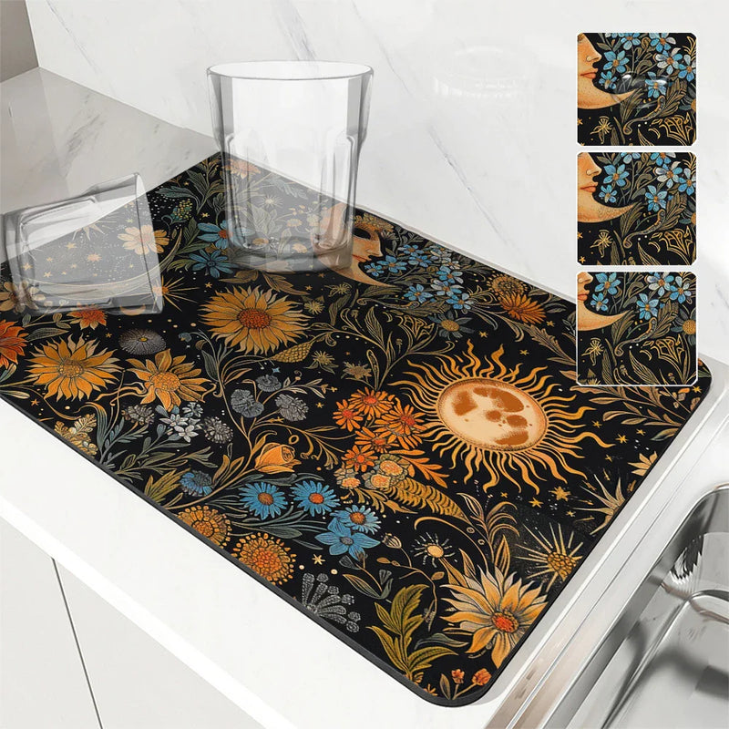 Axyaa Plants Flowers Branches Leaves Absorbent Drying Mat