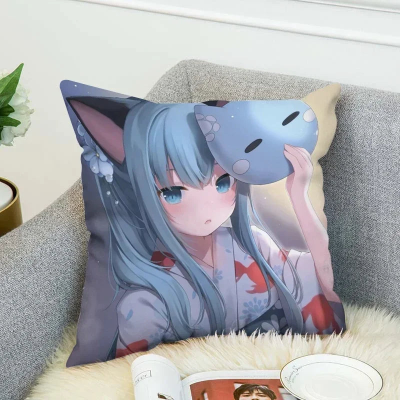 Axyaa Shizuku Anime Pillow Covers 45*45 Cushion Cover for Fall Decor