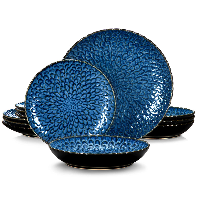 Axya Chrys Textured Ceramic Dinnerware Set for 6/12 - Service for 6/12
