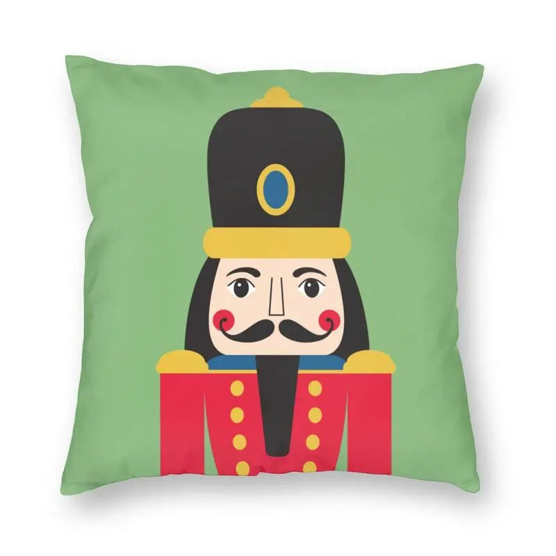 Nutcracker Doll Cushion Cover - Axyaa Square Throw Pillow for Christmas Home Decor