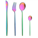 Axyaa Gold Cutlery Set: 4Pcs Stainless Steel Flatware Knives Forks Spoons Teaspoons