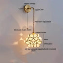 Axyaa Copper Glass LED Wall Lamp Sconce with Pull Chain Switch