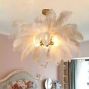 Axyaa Ostrich Feather Pendant Light Chandelier for Home, Bedroom, and Living Room
