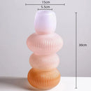 Axyaa Geometric Striped Glass Vase Gradient Flowerpot Terrarium Gradient Home Decor
