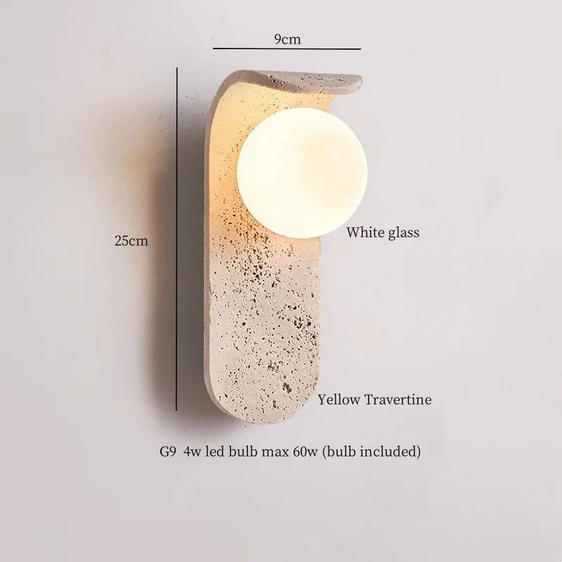 Axyaa Modern LED Wall Sconce Pull Chain Switch Reading Lamp Black Travertine