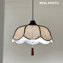Axyaa Wood E27 Led Fabric Pendant Lights Chandelier Luminarias