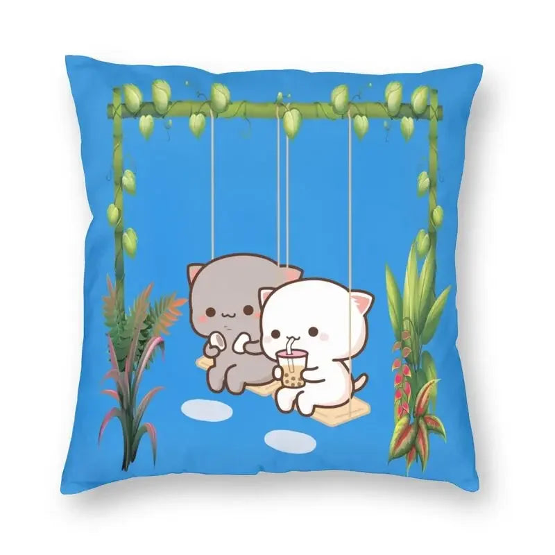 Axyaa Bedroom Living Room Couple Cute Cat Fishing Goma Federa Decor Set