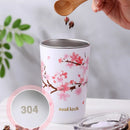 Axyaa Cherry Blossom Stainless Steel Thermos Mug Double Wall Heat Resistant Bottle