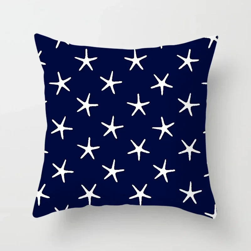 Axyaa Blue Mediterranean Compass Anchor Pillow Cover 45x45cm