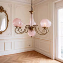 Axyaa French Retro American Style Pink Glass Ball Pendant Light for Living Room and Master Bedroom