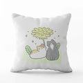 Cute Cat Pillowcase by Axyaa: Modern Simple Design for Home Decor - Square Pillow Cover