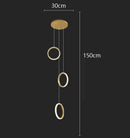 Axyaa LED Ring Pendant Chandelier | Adjustable Hanging Cables | Gold/Black | Home Dining Living Room