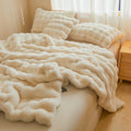 Axyaa Faux Rabbit Fur Blanket: Luxury Double Layer Plush Throw for Sofa Bed