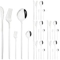 Axyaa Stainless Steel Cutlery Set - Black Silver Dinnerware Flatware Tableware Kit