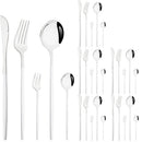 Axyaa Stainless Steel Cutlery Set - Black Silver Dinnerware Flatware Tableware Kit