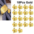 Gold Maple Leaf Napkin Rings by Axyaa - Set of 18 Elegant Metal Holders for Wedding, Party, Dinner