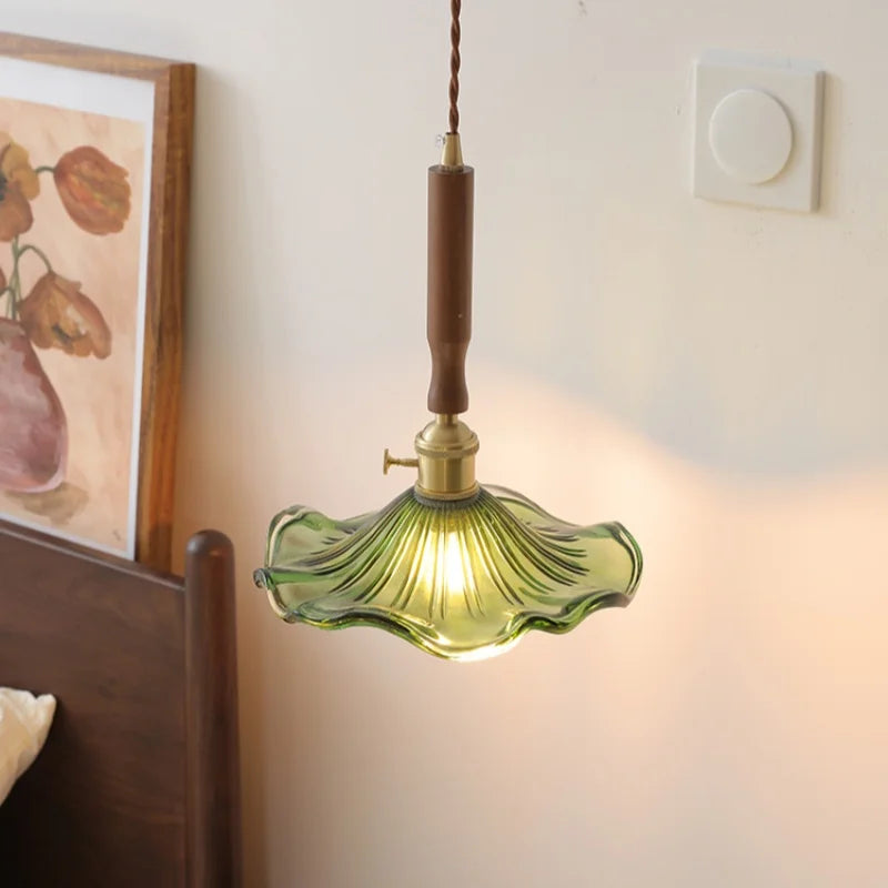 Axyaa Nordic LED Pendant Lights Glass Walnut Copper Hanging Lamp