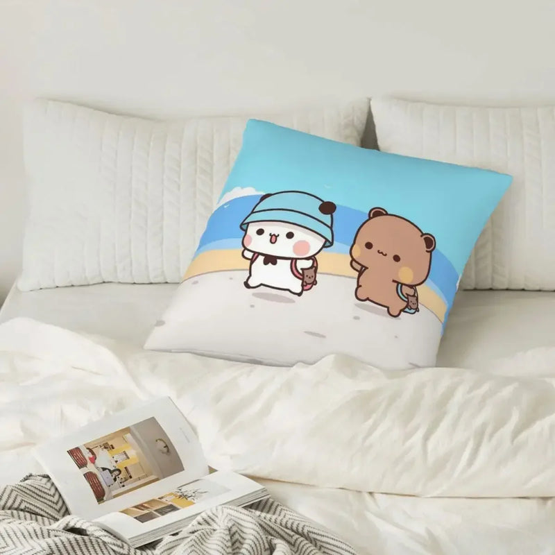 Cute Panda Bears Printed Pillow Case for Sofa Decoration by Axyaa