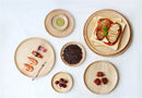 Axya Round Rubberwood Snack Dish Set - Japanese Style Tableware for Dining & Entertainment