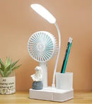 Axyaa Rechargeable LED Desk Lamp with Fan, Clock Display - Study & Reading Light