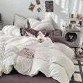 Axyaa Washed Cotton Duvet Set with Fitted Sheet Style & Pillowcase