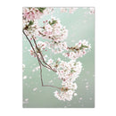 Cherry Blossoms Temple Village Canvas Painting by Axyaa - Wall Art for Living Room Home Decor