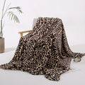 Axyaa Leopard Print Faux Fur Throw Blanket, Cozy Retro Style Luxe for Couch & Bed