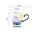 Axyaa Hand Painted Flower Ceramic Coffee Cup Large Capacity 480ml