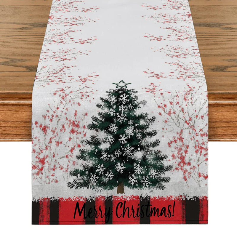 Axyaa Christmas Snowflake Table Runner - Farmhouse Dining Decor