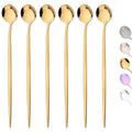 Axyaa Stainless Steel Rose Gold Long Handle Ice Tea Coffee Stir Spoon Set