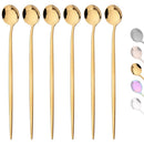 Axyaa Stainless Steel Rose Gold Long Handle Ice Tea Coffee Stir Spoon Set
