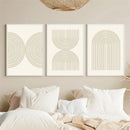 Axyaa Beige Rainbow Geometric Line Abstract Boho Canvas Wall Art Painting