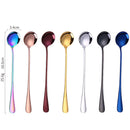 Axyaa Stainless Steel Dessert Spoon Set Swizzle Stir Long Handle Cutlery
