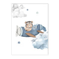 Nordic Bear Airplane Cloud Custom Name Poster Axyaa Kids Room Wall Art
