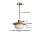 Axyaa Antique Brass LED Pendant Lamp with White Glass, Retro Design, Adjustable Height