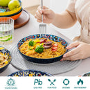 Axya Bohemian Stoneware Dinnerware Set - 24 Piece Ceramic Tableware