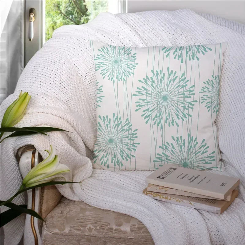 Modern Geometry Print Pillow Case for Home Decor by Axyaa - Mint Green Pillow Cover
