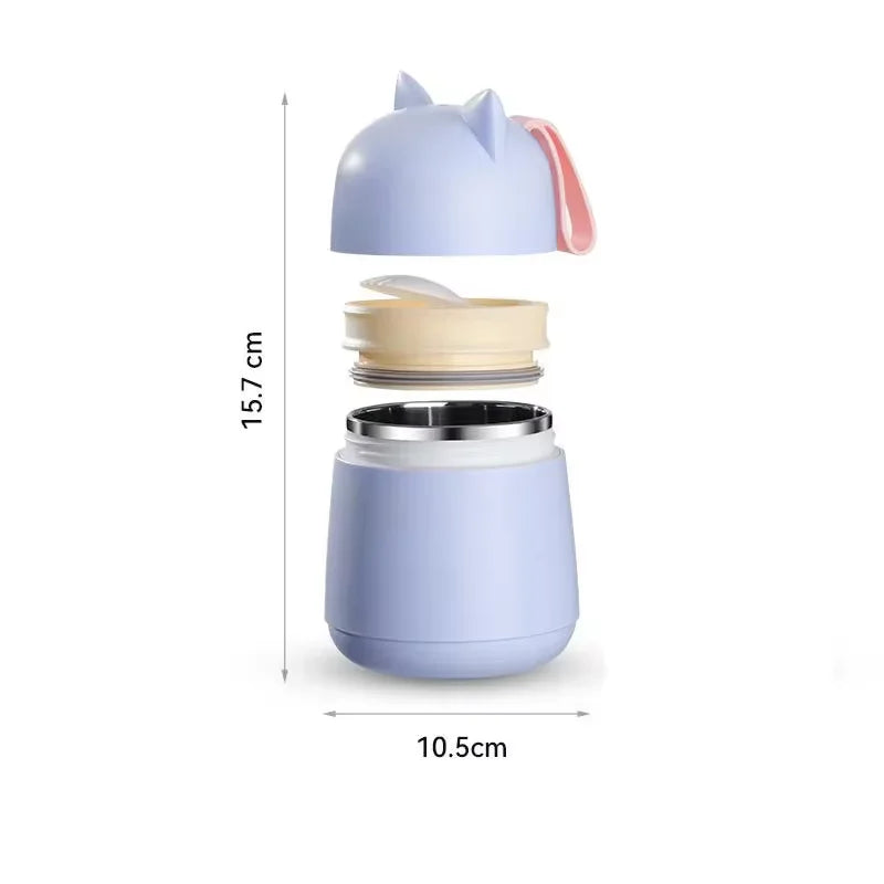 Axyaa Cat Ear Soup Cup with Spoon - Leak-proof & Portable Breakfast Cup