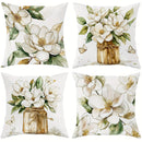 Axyaa Magnolia Butterfly Glass Jar Throw Pillow Covers - Set of 4
