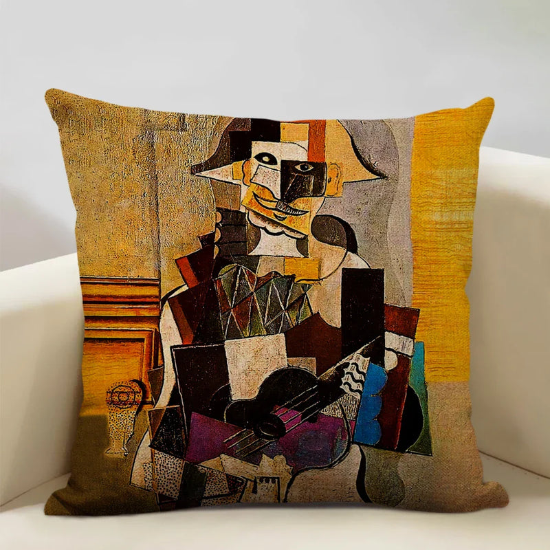 Pablo Picasso Abstract Art Cushion Cover 45x45cm Beige Linen Axyaa Brand