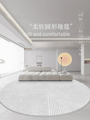 Axyaa Modern Art Minimalist Round Rug for Living Room Decor and Bedroom Carpet