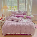 Axyaa Tafu Fleece Four-Piece Bed Sheet Set - Solid Color, Thick & Warm