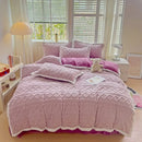 Axyaa Tafu Fleece Four-Piece Bed Sheet Set - Solid Color, Thick & Warm