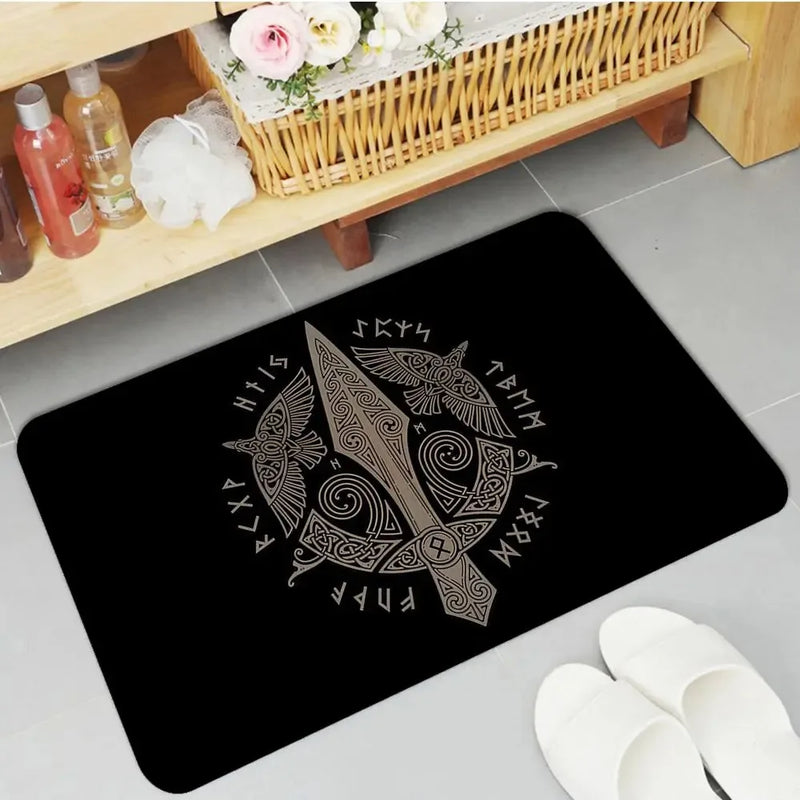 Axyaa Viking Pattern Symbol Floor Mat for Home Decoration