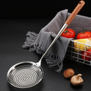 Axyaa Stainless Steel Colander with Long Wooden Handle and Large Mesh Skimmer
