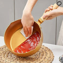 Axyaa 24cm Gold Snow Saucepan Non-stick Frying Pan wok Wood Handle Kitchen Cookware