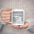 Axyaa Grandma Nutritional Facts Mug - Best Grandma Gift